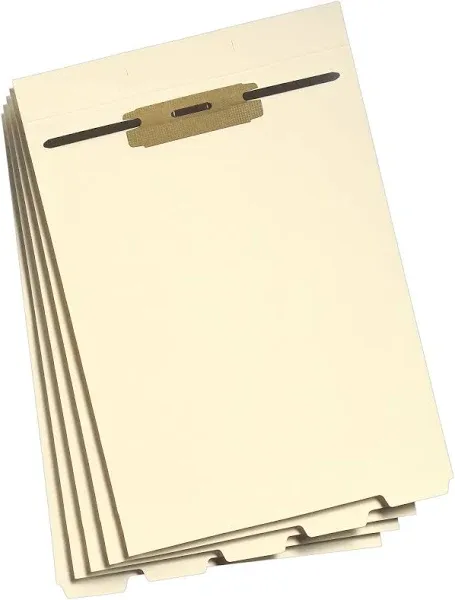 Smead Stackable Folder Dividers with Fasteners, 1/5-Cut Bottom Tab, 1 Fastener, Letter Size, Manila, 4 Dividers/Set, 50 Sets ;