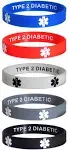 Max Petals Type 2 Diabetic Medical Alert ID Privacy Enhanced Silicone Bracelets Wristbands 5 Pack