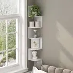  5-Tier Floating Corner Shelf, Wall Mount Shelves for 5-Tiers Radial White