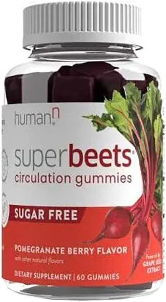 humanN Superbeets Sugar Free Circulation Gummies, Pomegranate Berry (60 ct)