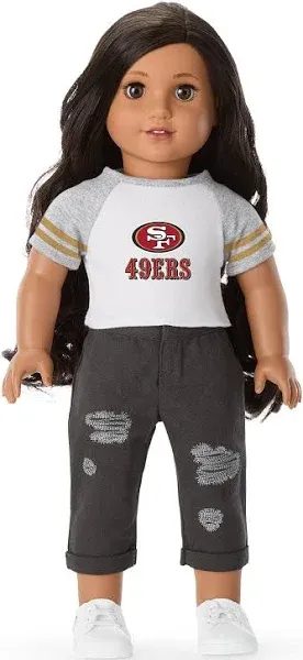 American Girl San Francisco 49ers Crew Neck Striped Short Sleeve Fan Tee