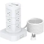 10 ft. Flat Plug Heavy-Duty Extension Cord Surge Protector Power Strip Tower