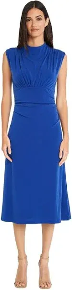 Maggy London Women's Sleeveless Mock Neck Midi Dress