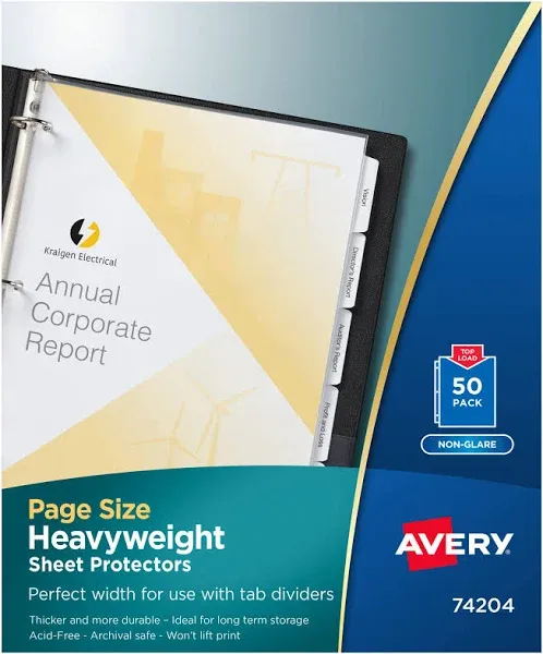 Avery Top-Load Poly Three-Hole Sheet Protectors Non-Glare Letter 50/Box