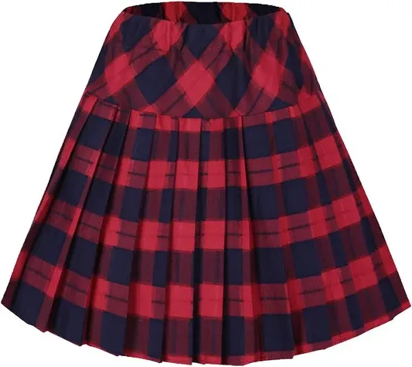 Women's Tartan Elastic Waist Pleated Plaid Mini Skirt