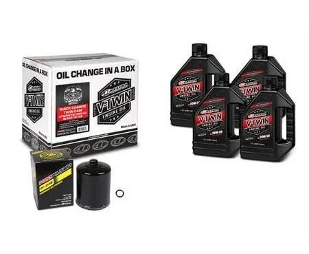 Maxima V-Twin Oil Change Kit Synthetic Twin Cam Black Filter