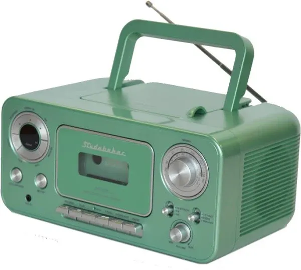 Studebaker Portable Stereo CD Player with Bluetooth, AM/FM Stereo Radio and Cassette Player/Recorder