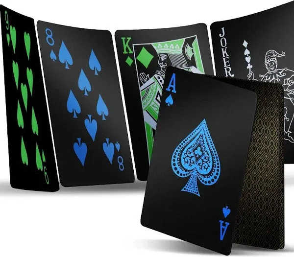 2 Decks Playing Cards, Premium Plastic Waterproof Black Playing Poker Cards ...