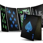 2 Decks Playing Cards, Premium Plastic Waterproof Black Playing Poker Cards ...