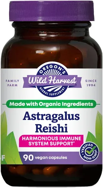 Oregon's Wild Harvest Astragalus Reishi Organic 90 Capsules