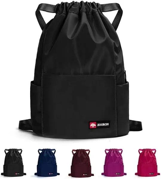 ZOORON Waterproof Drawstring Gym Backpack Bag for Men &amp; Women, Sport Gym Sack...