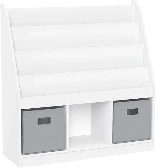 RiverRidge Kids 4 shelves Three Cubbies Bookrack, White (02-251), 11.81&#034;D x 3...