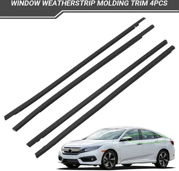 Door Auto Window Trim Moulding Belt Weatherstrip For 2016-2021 Honda Civic Sedan