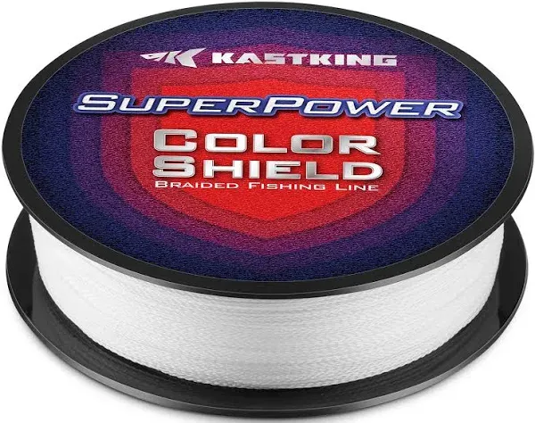 KastKing Superpower ColorShield Braided Fishing Line - Colorfast Braided Line, 100% Solution Dyed UHMWPE Fiber, Smooth & Strong Superline, Near Zero Stretch, Sensitive, High Abrasion Resistance