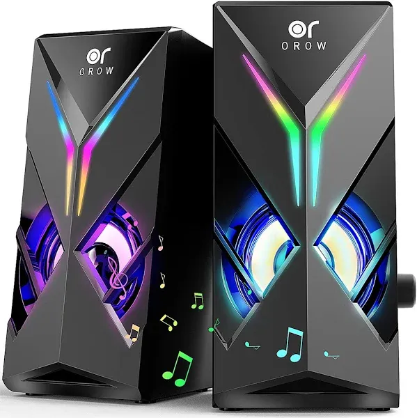 Orow Computer Speakers Desktop Speakers With Various Colorful Led