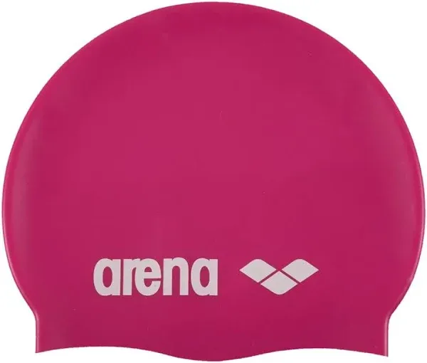 arena Classic Silicone Swim Cap, Fuchsia/White