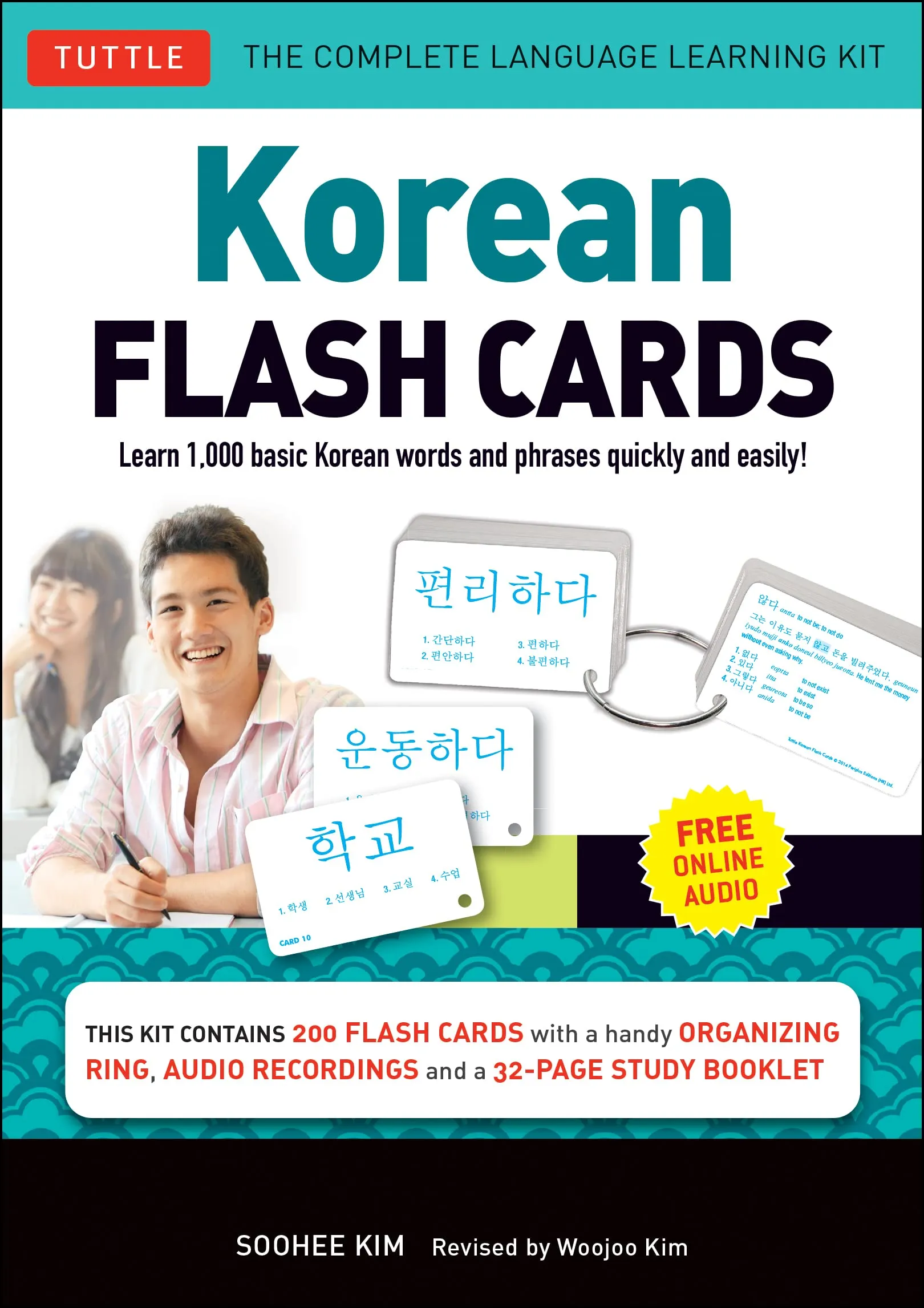 Korean Flash Cards Kit: Learn 1,000 Basic Korean Words and Phrases Quickly and Easily! (Hangul & Romanized Forms) (Audio-CD Included)