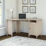 Bush Furniture Salinas 55W Corner Desk with Storage Antique White