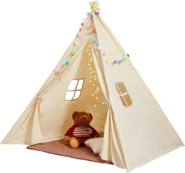 VEVOR Kids Play Tent Teepee Tent for 1-5 Years Old Toddler Tent with Mat Balls