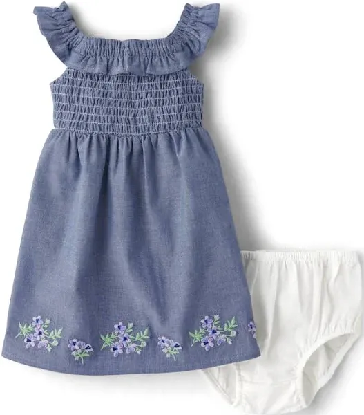 Gymboree,and Toddler Short Sleeve Dresses,Chambray Blue,2T