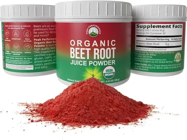 Organic Beet Root Powder - Ultra High Purity Super Food Beets Juice Powder. 100% Pure Organic Nitric Oxide Boosting Beetroot Supplement. Keto, Paleo, Vegan Organic Reds Superfood Rich in Polyphenols