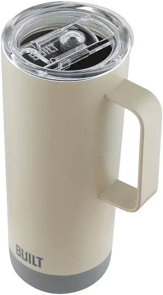 BUILT 20 Ounces Cascade Mug with Handle, Slide Lid, Stainless Steel, Hot or Cold Tumbler, Concrete Grey