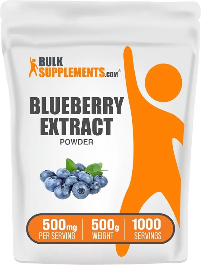 BulkSupplements.com Blueberry Extract Powder - Blueberry Extract Supplement, Wild Blueberry Extract - Vegan & Gluten Free, 500mg per Serving, 500g (1.1 lbs) (Pack of 1)