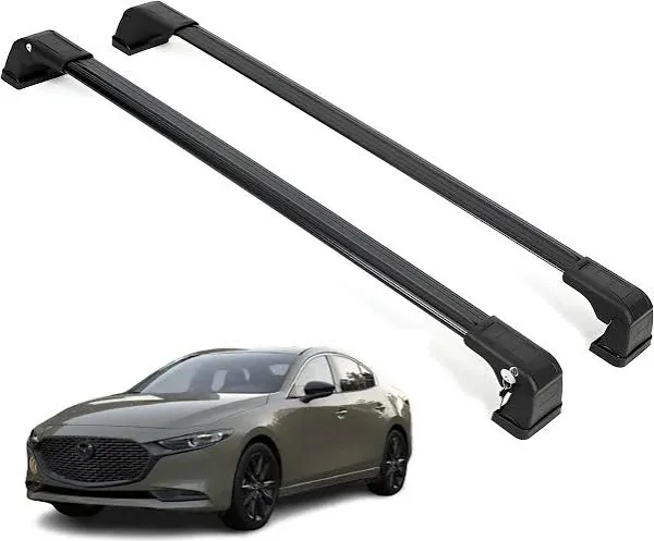 ERKUL Roof Rack Cross Bars for Mazda 3 20102018 Aluminum Crossbars with Anti Theft Lock for Rooftop Compatible with Fixed P