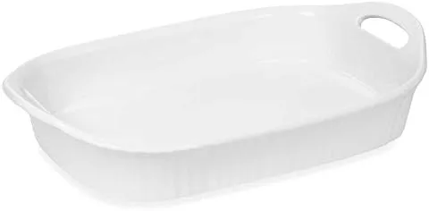 CorningWare French White III 3-Quart Ceramic Oblong Casserole Dish with Sleeve |