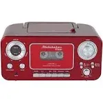 Studebaker SB2135BTRS Portable Stereo CD Player with Bluetooth, AM/FM Stereo Radio and Cassette Player/Recorder - Red