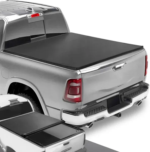 DNA Motoring TTC-RU-020 Soft Vinyl Roll-Up Tonneau Cover Compatible with 02-18 Dodge Ram 1500/19-23 Ram 1500 Classic 6.5Ft Fleetside Styleside Bed