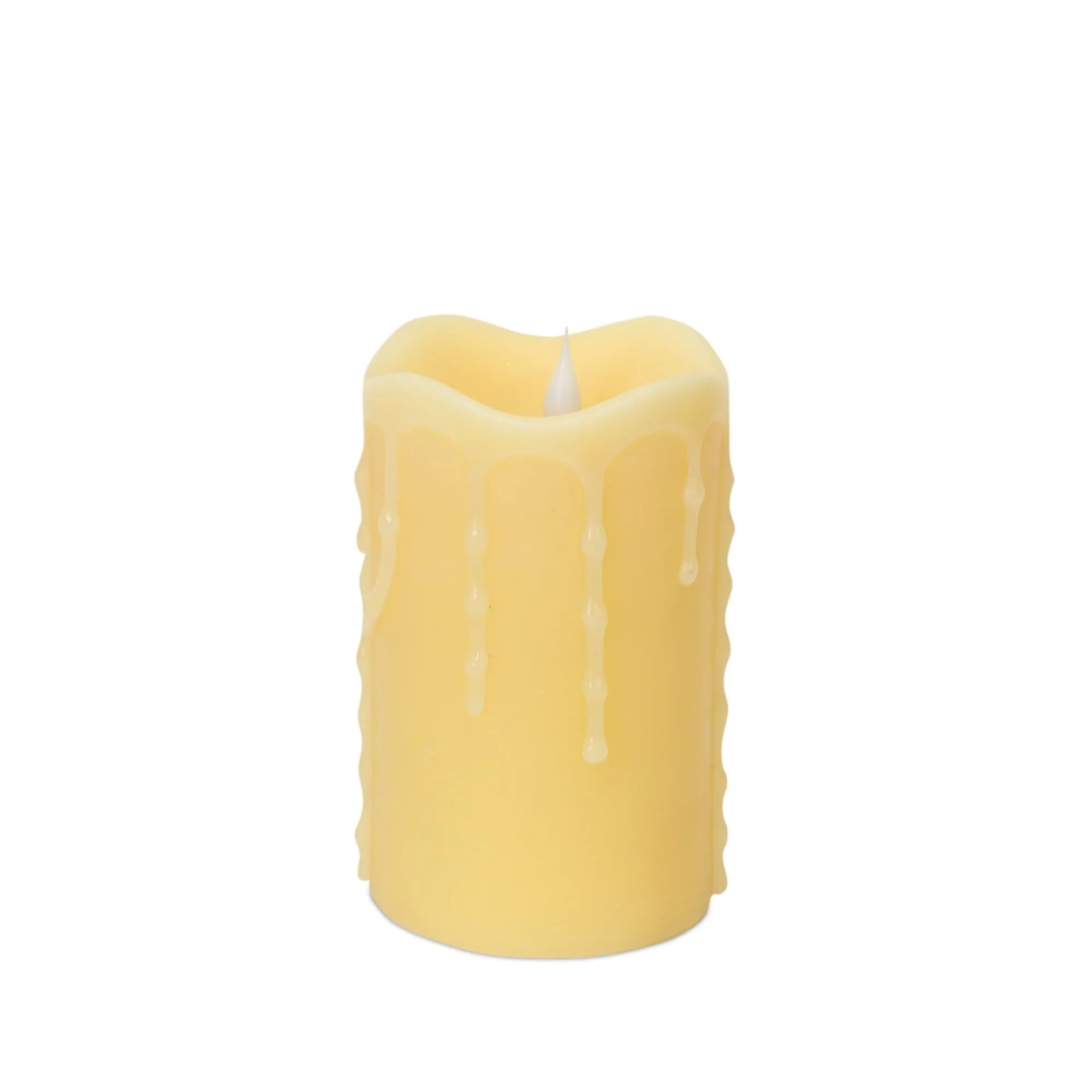 Set of 2 Dripping LED Lighted Flameless Pillar Candles with Timer 7"