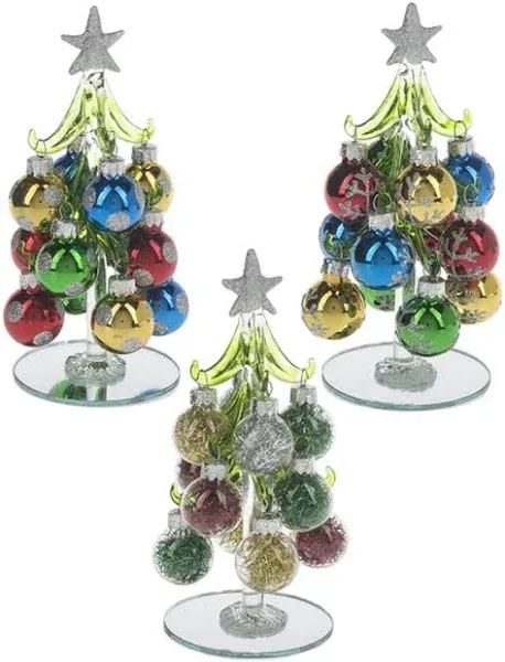 Ganz Christmas Tree With Ornaments Small Set of 3 Assorted