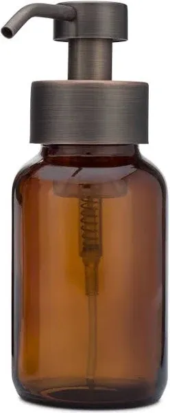 Rail19 Amber Glass Apothecary Foaming Soap Dispenser With Metal Pump