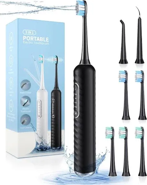 Duolosy Electric Toothbrush with Water Flosser, 3 in 1 Cordless Toothbrush and Water Flosser Combo for Multiple Users and Needs