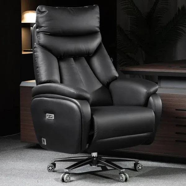 Kinnls Coast Upholstered Leather Power Reclining Office Chair Dual Motor / Cowhide Leather