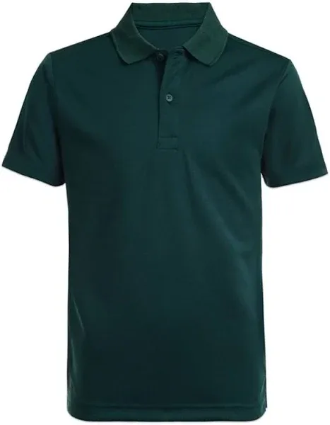 Nautica Boys' School Uniform Short Sleeve Polo Shirt, Button Closure, Moisture Wicking Performance Material