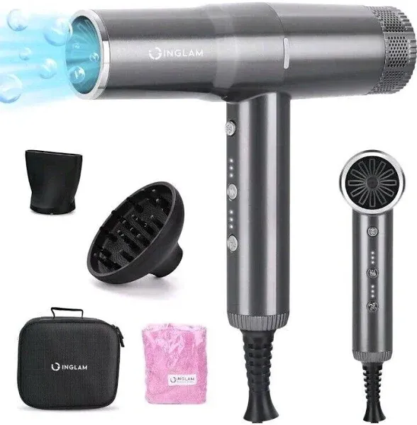 Hair Dryer with Diffuser, IG INGLAM 1875W Professional Ionic Blow Dryer, 110,...