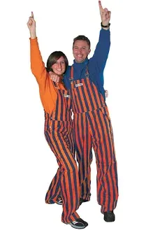 Navy Blue & Orange Adult Striped Game Day Overalls for Men and Women - Sporting Event and Tailgating Attire