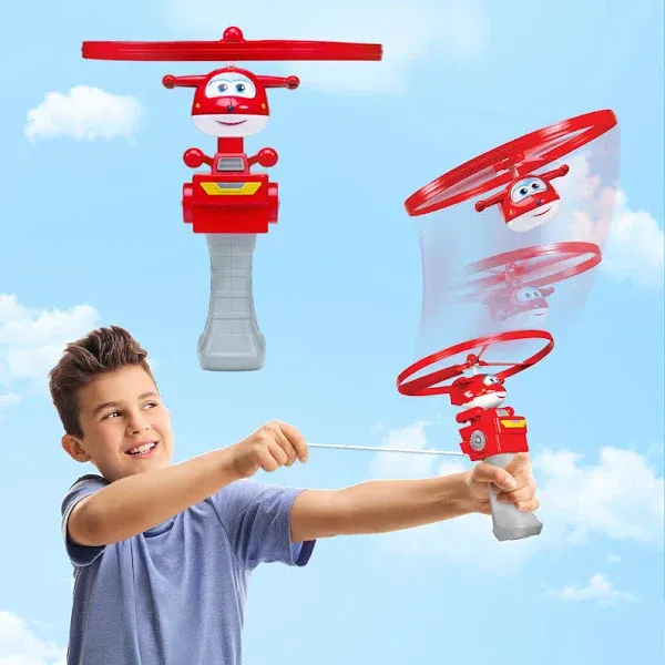 Super Wings Flying Toys, Jett Flying Toys for Kids Ages 3-5 4-8, Fun Outdoor Flying Disc Launcher Toys, Airplane Outside Flying Toys for Kids Boys Girls 3 4 5 6 7 8 Year Old