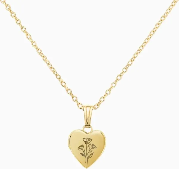 14K Yellow Gold Floral Heart Locket