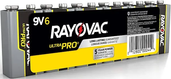 Rayovac Ultra Pro Alkaline 9V Batteries, 6 Pack