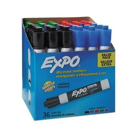 Low Odor Dry Erase Markers, Chisel Tip, Assorted, 36 Count