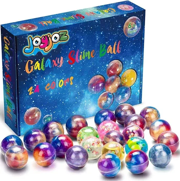 Joyjoz Kids Party Favors Slime, 24 Pack Galaxy Slime Ball Kits with Crystal Slime, Party Favors for Kids, Unicorn Party Slime, Fluffy & Stretchy, Non-