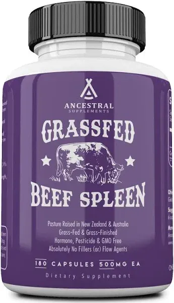 Ancestral Supplements Grass Fed Beef Brain Supplement with Beef Liver, Whole Food Brain Support Promotes Brain, Mood, and Memory Health, Brain and Liver Health Formula Capsules, Non-GMO, 180 Capsules