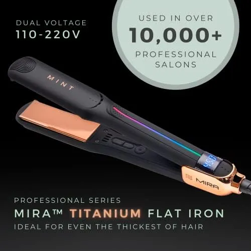 Professional Series MIRA Titanium Flat Iron Hair Straightener for Thick &amp; Fin...