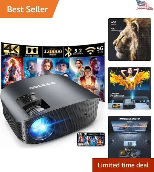 GooDee YG600 Plus 4K 1080P FHD Projector Black (Open Box)