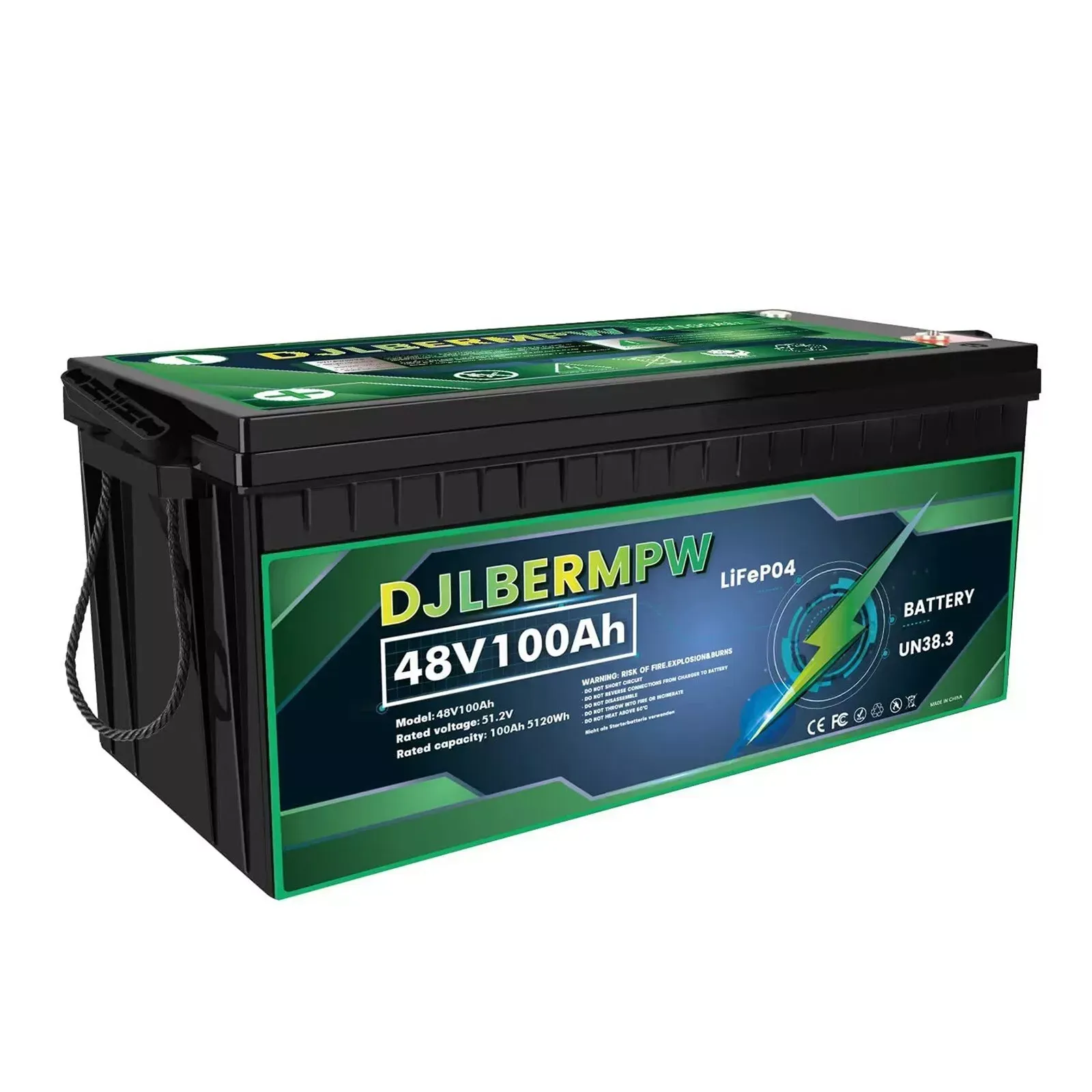 DJLBERMPW 48V 100Ah LiFePO4 Deep Cycle Battery