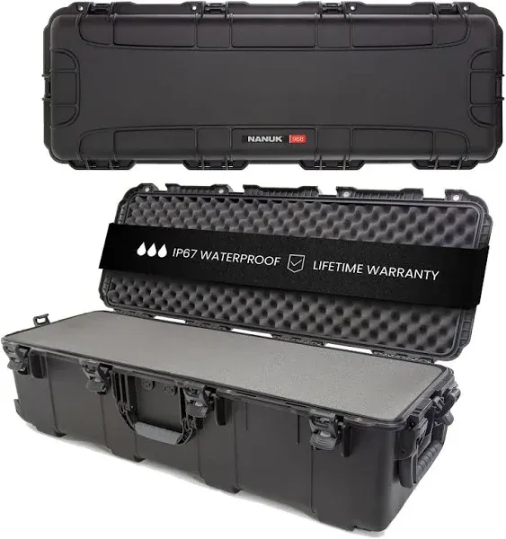 SKB Protective Case: 13 1/4 in x 39 1/4 in x 12 5/8 in Inside, Flat, Black, Mobile, Foam Included