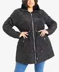 Evans Faux Fur Collar Padded Coat - Black